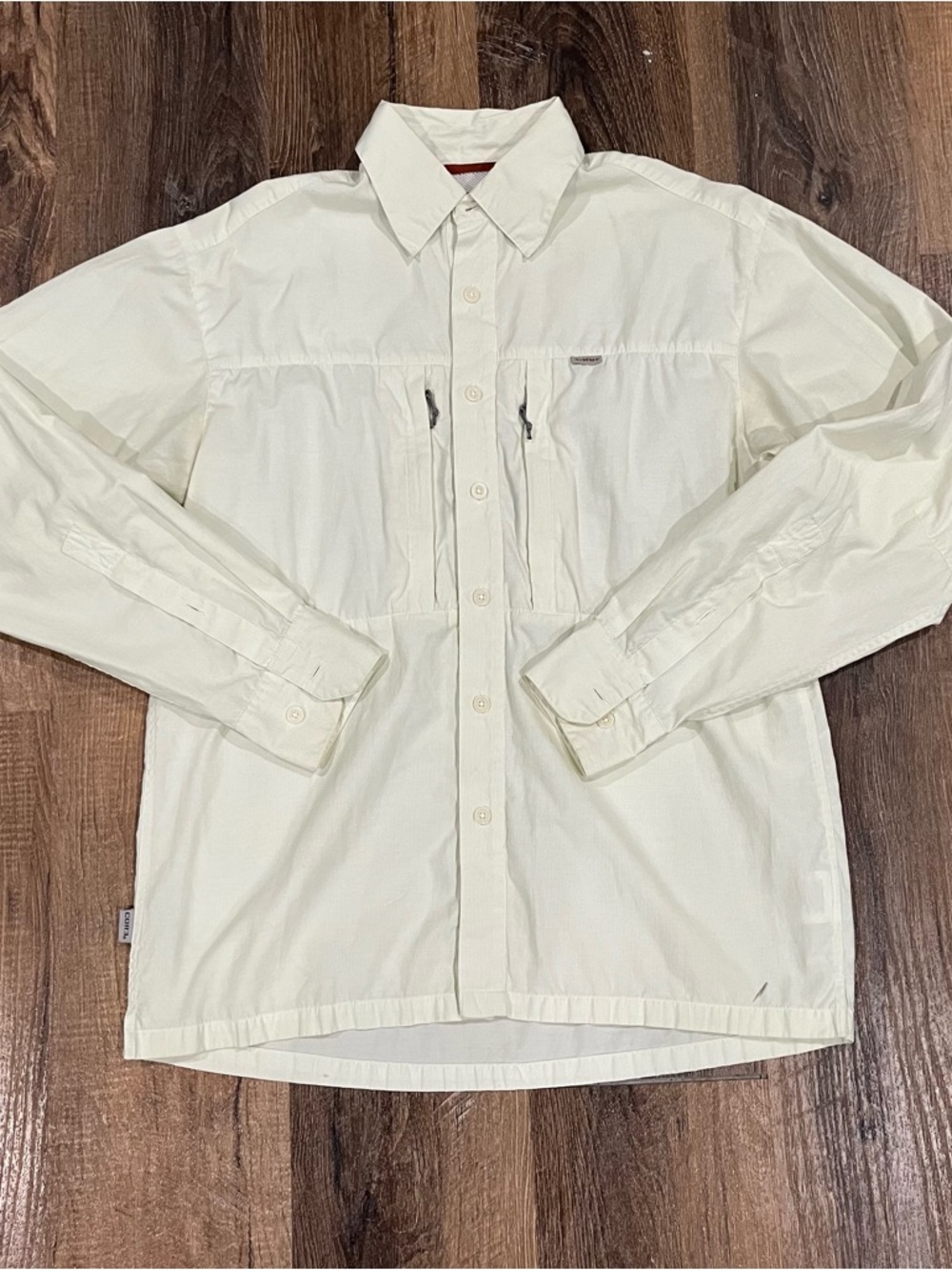 Simms Fishing Shirt Men’s Medium Yellow Long Sleeve Button Transit Cor3 Vented